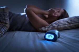 Woman not getting sleep because of her toothache